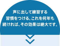 声に出して練習する習慣をつける。これを何年も続ければ、その効果は絶大です。